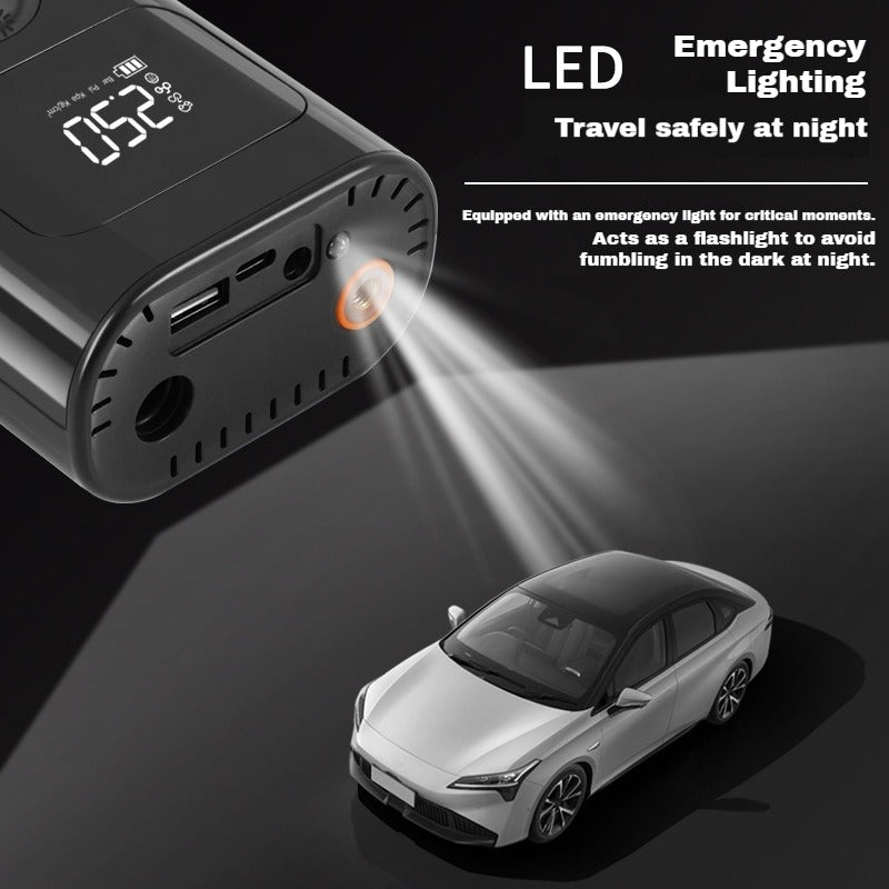 Portable Car Tire Inflator Pump 150PSI Digital Display Air Pump with LED Lighting, Wireless USB-C Rechargeable, Compact & Lightweight for Bike, Car & More