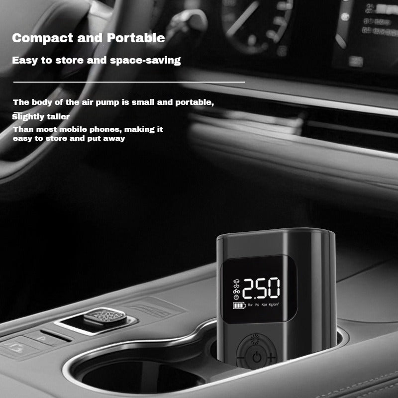 Portable Car Tire Inflator Pump 150PSI Digital Display Air Pump with LED Lighting, Wireless USB-C Rechargeable, Compact & Lightweight for Bike, Car & More